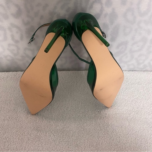 Steve Madden Opar Stiletto Pointed Toe Ankle Strap Heels Translucent Green NWOT - Picture 7 of 9